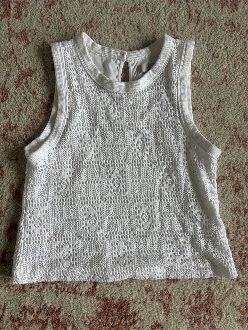 LOFT White Crochet Tank